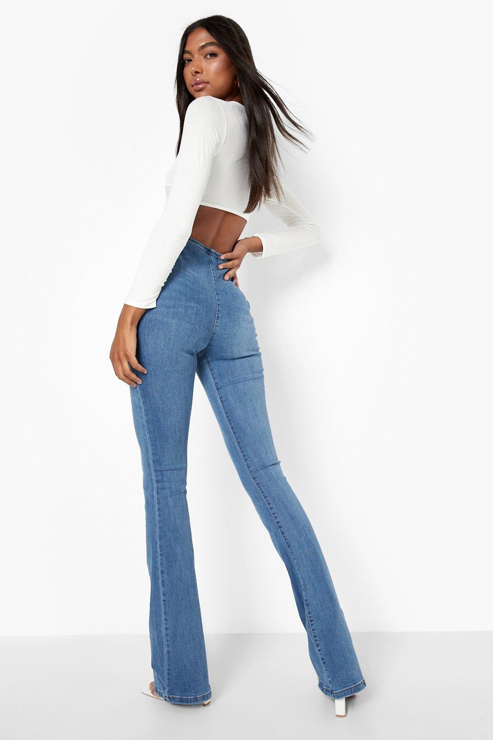 High waisted outlet stretch flare jeans